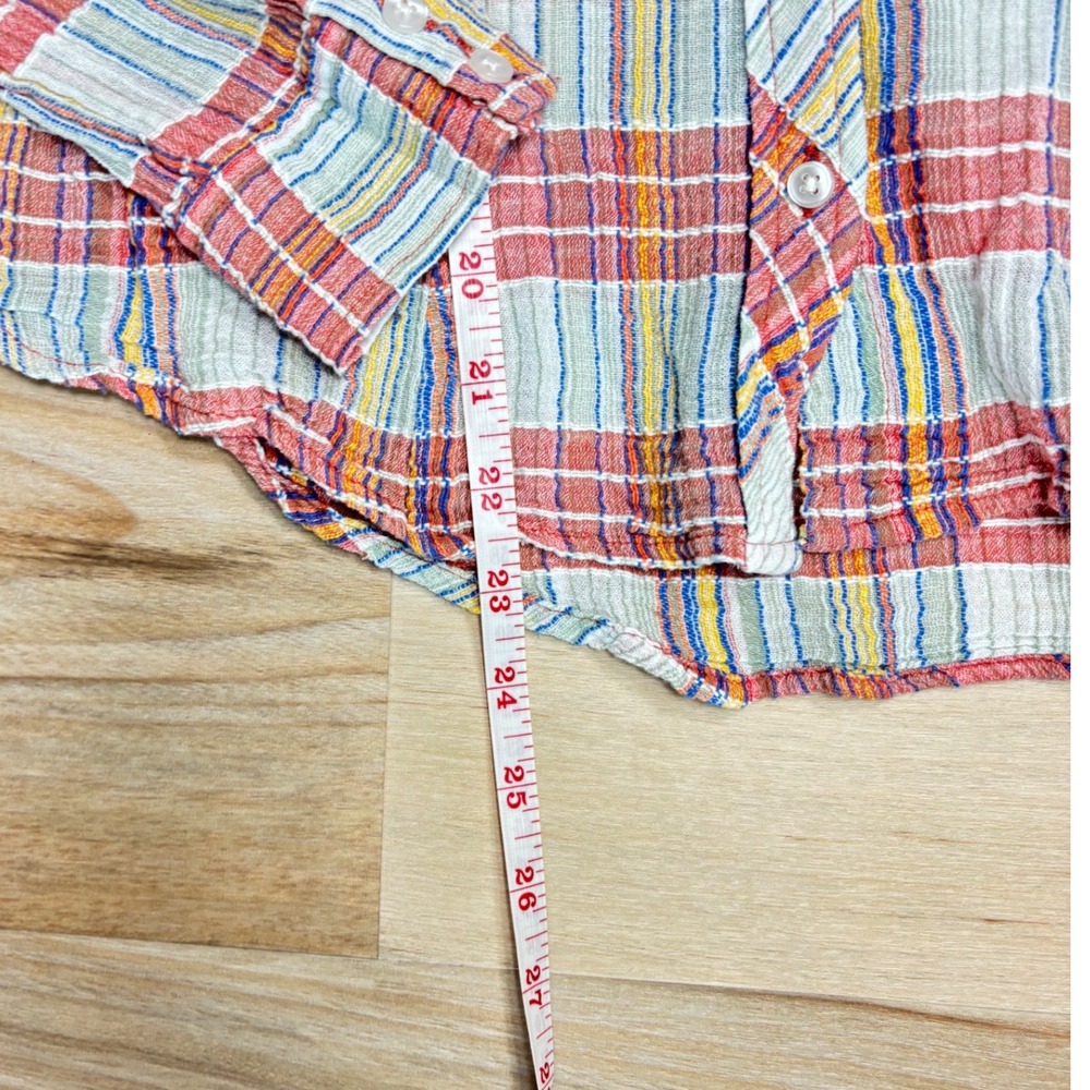 We The Free Free People Plaid Button Down Shirt Red Blue Cotton XS - Picture 8 of 10